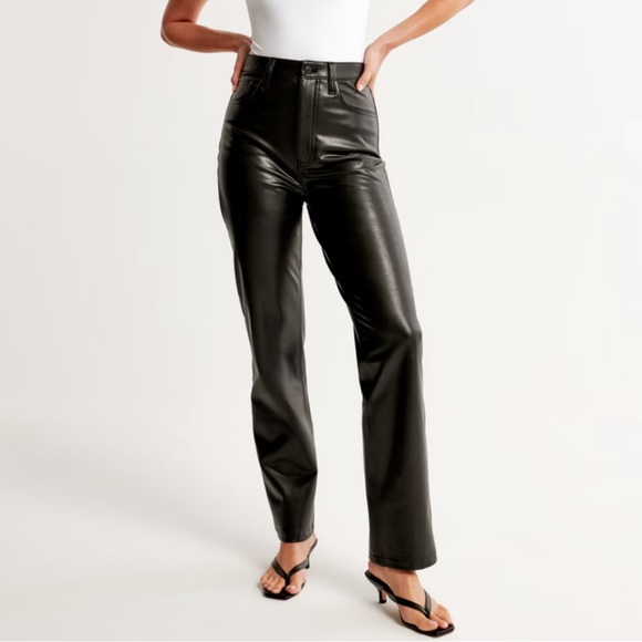 Abercrombie & Fitch Pants - Abercrombie & Fitch 90’s ultra high rise straight faux leather pants 32